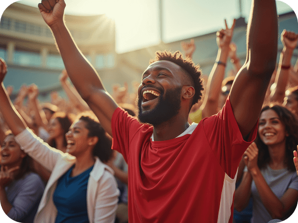 Crowd cheering at a live event